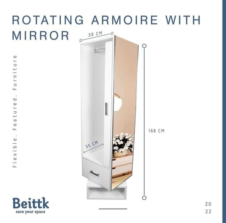 Rotating armoire with miror